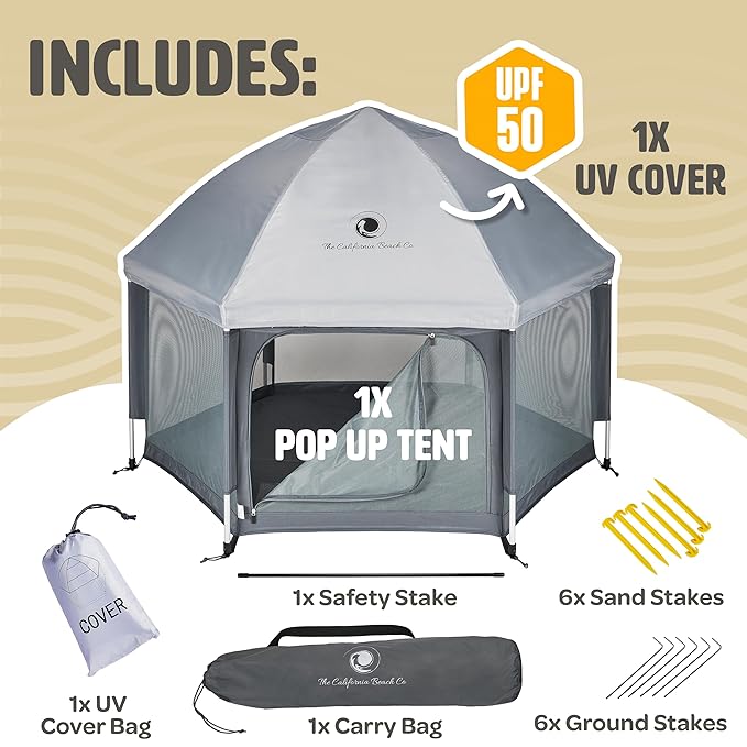Pop Up Baby Playpen - Indoor & Outdoor Playpen for Babies - Baby Beach Tent, Foldable, Portable  - Pop Up Pack and Play Yard