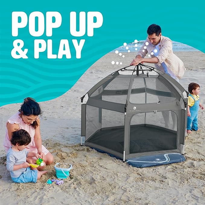 Pop Up Baby Playpen - Indoor & Outdoor Playpen for Babies - Baby Beach Tent, Foldable, Portable  - Pop Up Pack and Play Yard